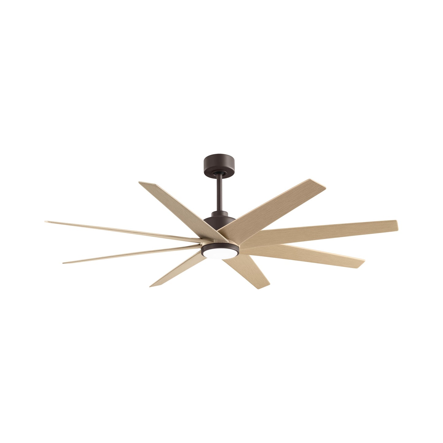 Ariella LED Ceiling Fan in Textured Bronze/Light Maple Tone.