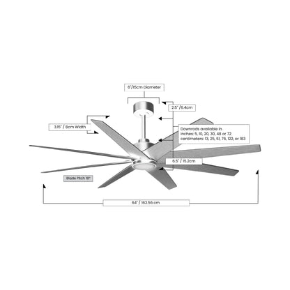 Ariella LED Ceiling Fan - line drawing.