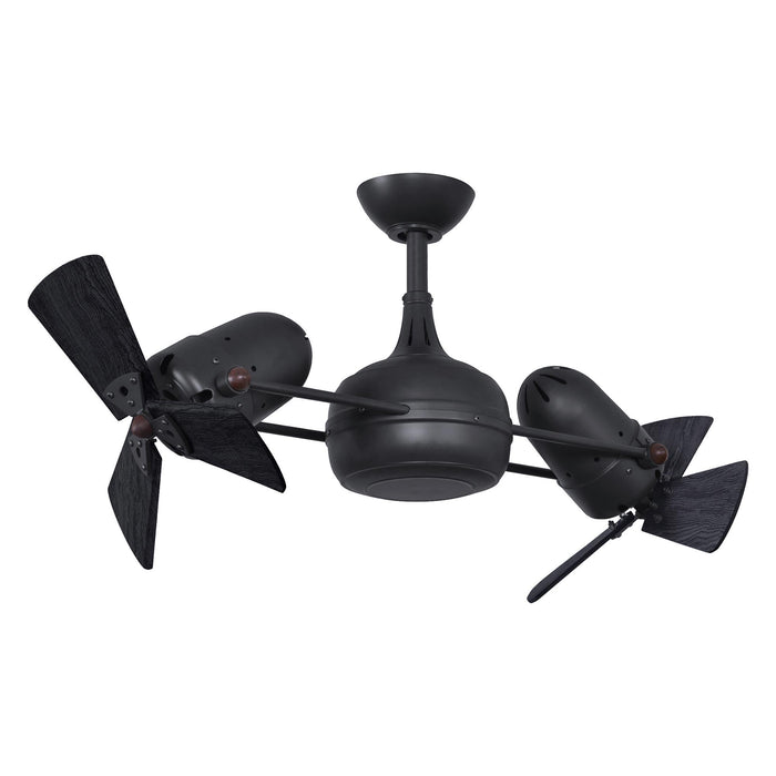 Dagny Indoor / Outdoor LED Dual Ceiling Fan in Matte Black (Wood) Without Light Kit.
