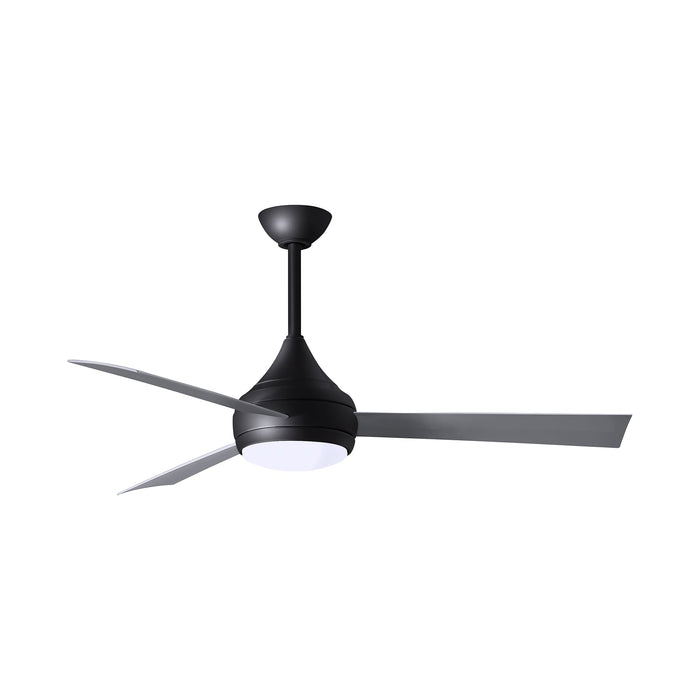 Donaire Outdoor LED Ceiling Fan in Matte Black/Brushed Stainless.