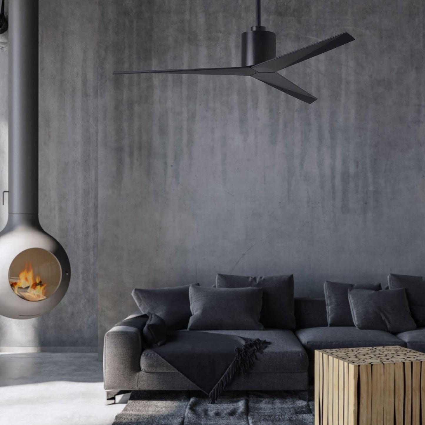 Eliza Outdoor Ceiling Fan in living room.