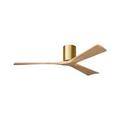 Irene IR3H Indoor / Outdoor Ceiling Fan in Brushed Brass/Light Maple (60-Inch).