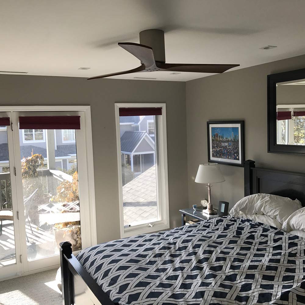 Irene IR3H Indoor / Outdoor Ceiling Fan in bedroom.