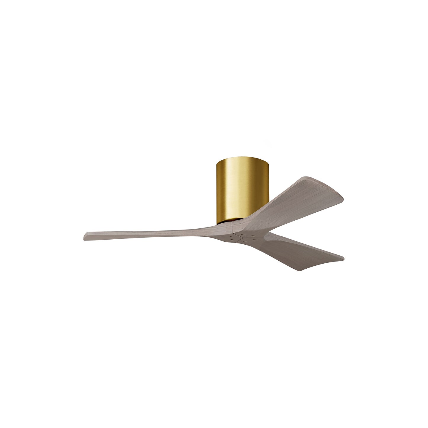 Irene IR3H Indoor / Outdoor Flush Mount Ceiling Fan in Brushed Brass/Gray Ash (42-Inch).