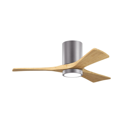 Irene IR3HLK 42-Inch Indoor / Outdoor LED Flush Mount Ceiling Fan in Brushed Pewter/Light Maple Tone.