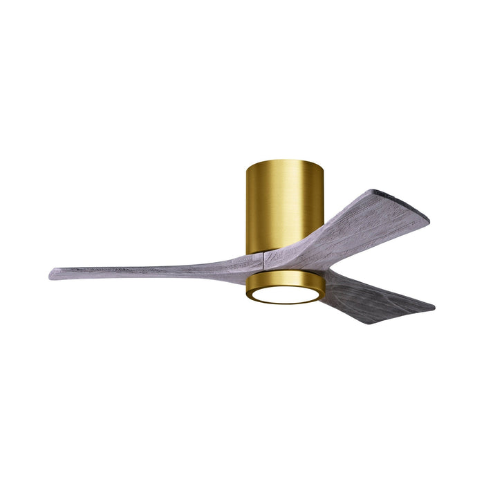 Irene IR3HLK 42-Inch Indoor / Outdoor LED Flush Mount Ceiling Fan in Brushed Brass/Barn Wood.