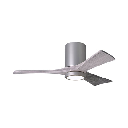 Irene IR3HLK 42-Inch Indoor / Outdoor LED Flush Mount Ceiling Fan in Brushed Nickel/Barn Wood.