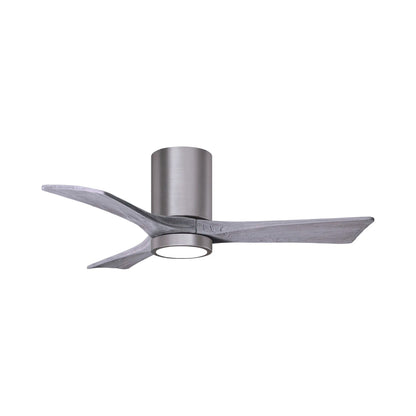 Irene IR3HLK 42-Inch Indoor / Outdoor LED Flush Mount Ceiling Fan in Brushed Pewter/Barn Wood.