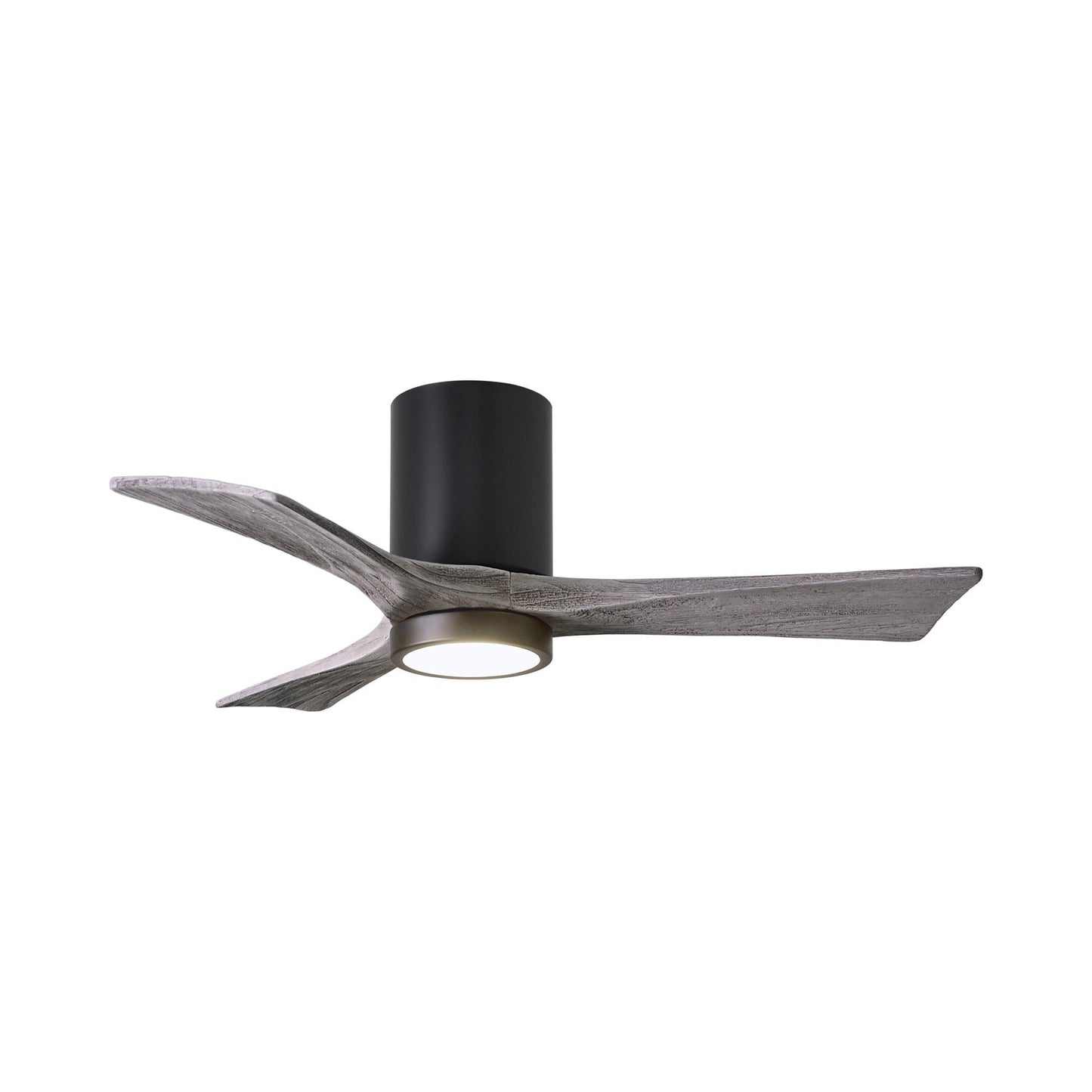 Irene IR3HLK 42-Inch Indoor / Outdoor LED Flush Mount Ceiling Fan in Matte Black/Barn Wood.