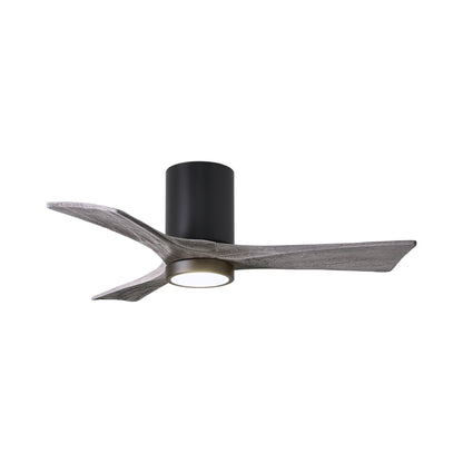 Irene IR3HLK 42-Inch Indoor / Outdoor LED Flush Mount Ceiling Fan in Matte Black/Barn Wood.