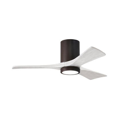 Irene IR3HLK 42-Inch Indoor / Outdoor LED Flush Mount Ceiling Fan in Textured Bronze/Matte White.