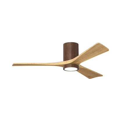 Irene IR3HLK 52-Inch Indoor / Outdoor LED Flush Mount Ceiling Fan in Walnut Tone/Light Maple Tone.