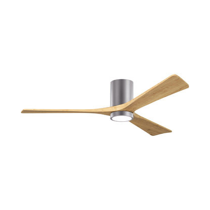 Irene IR3HLK 60-Inch Indoor / Outdoor LED Flush Mount Ceiling Fan in Brushed Pewter/Light Maple Tone.