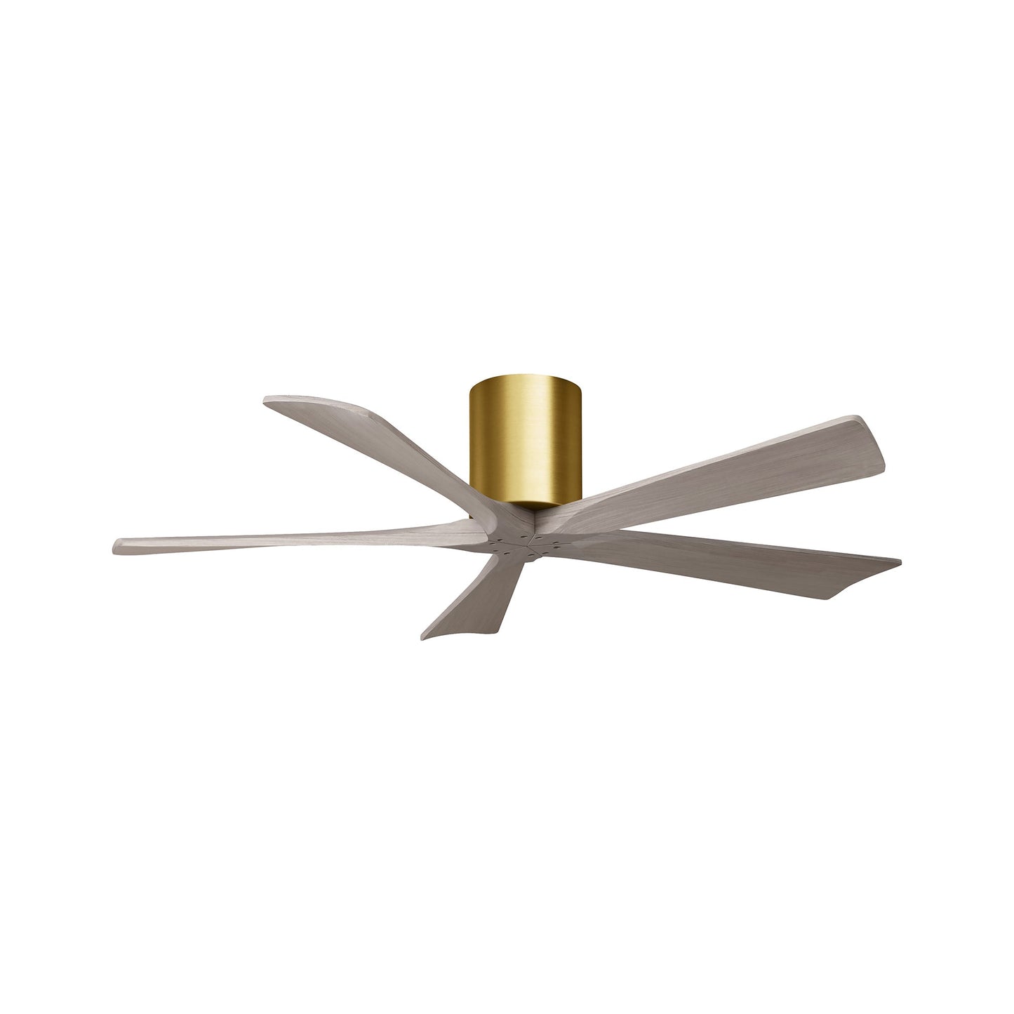 Irene IR5H Flush Mount Ceiling Fan in Brushed Brass/Gray Ash (52-Inch).