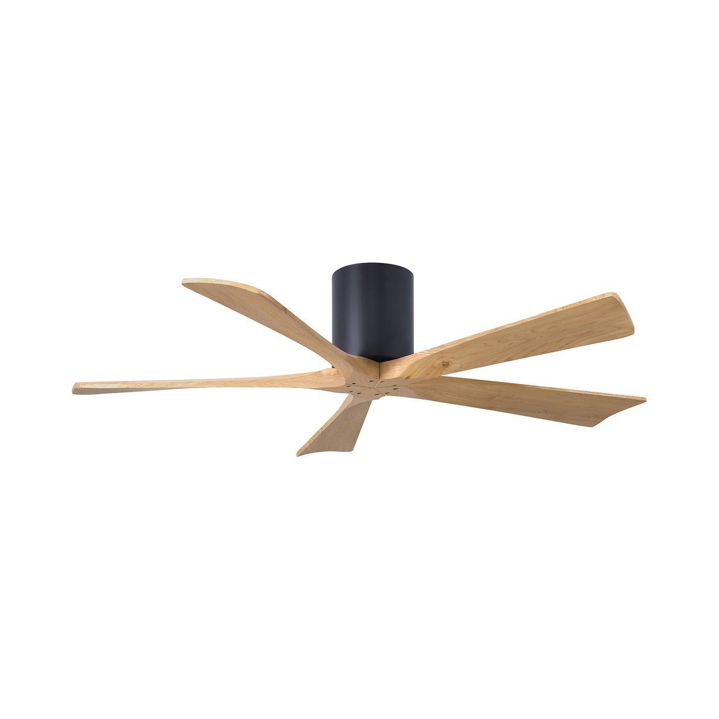 Irene IR5H Indoor / Outdoor Ceiling Fan in Matte Black/Light Maple (52-Inch).