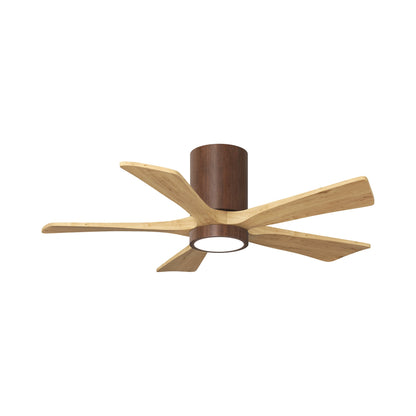 Irene IR5HLK 42-Inch Indoor / Outdoor LED Flush Mount Ceiling Fan in Walnut Tone/Light Maple Tone.