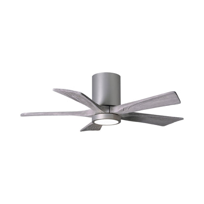 Irene IR5HLK 42-Inch Indoor / Outdoor LED Flush Mount Ceiling Fan in Brushed Nickel/Barn Wood.