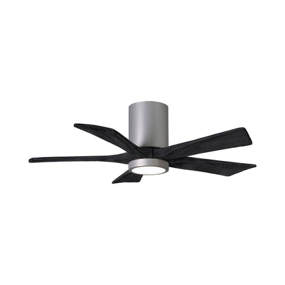 Irene IR5HLK 42-Inch Indoor / Outdoor LED Flush Mount Ceiling Fan in Brushed Nickel/Matte Black.