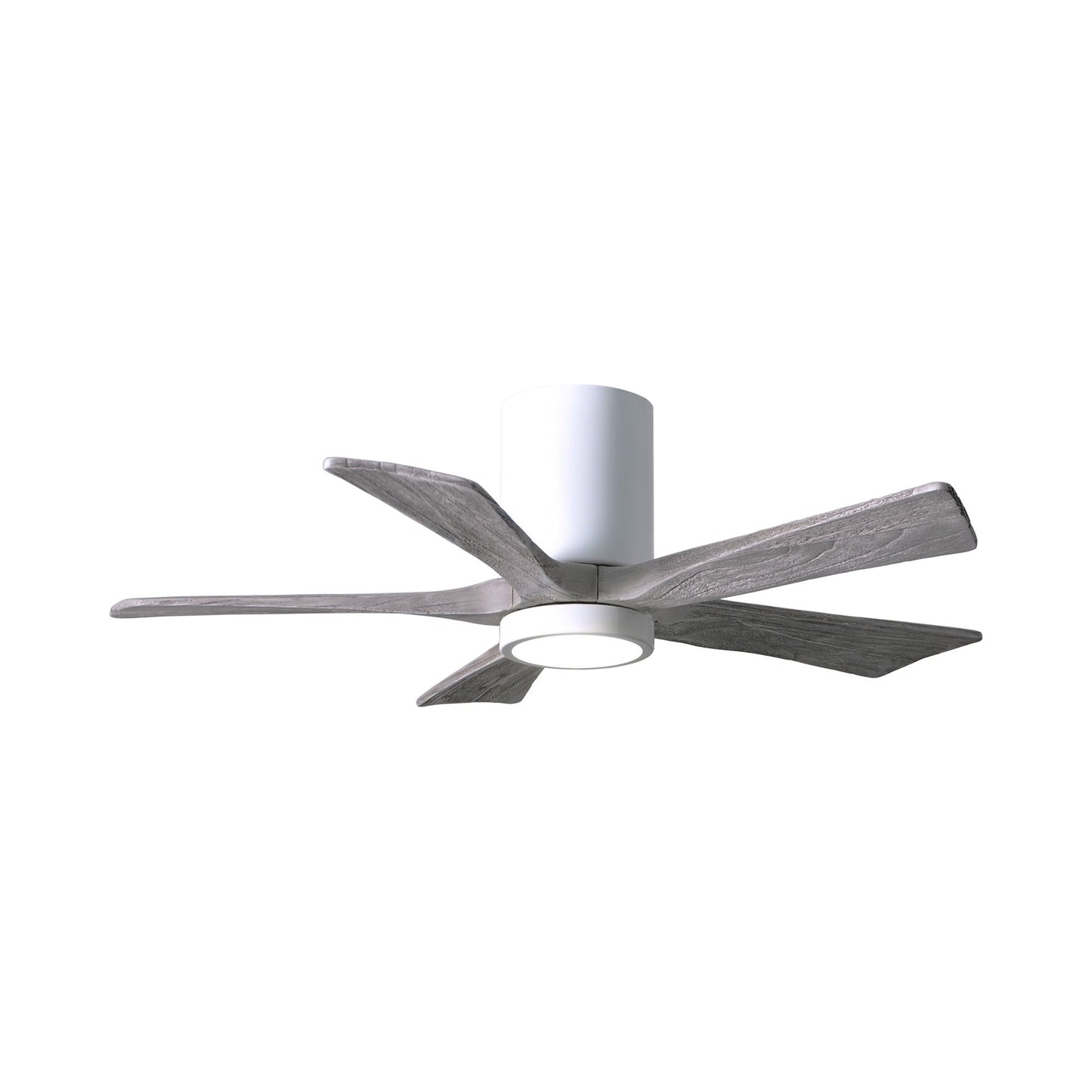 Irene IR5HLK 42-Inch Indoor / Outdoor LED Flush Mount Ceiling Fan in Gloss White/Barn Wood.