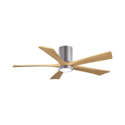 Irene IR5HLK 52-Inch Indoor / Outdoor LED Flush Mount Ceiling Fan in Brushed Pewter/Light Maple Tone.