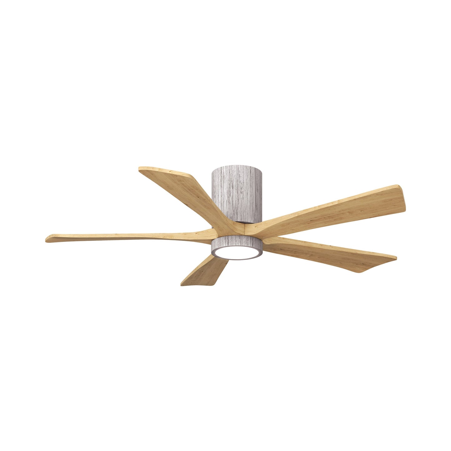 Irene IR5HLK 52-Inch Indoor / Outdoor LED Flush Mount Ceiling Fan in Barnwood Tone/Light Maple Tone.