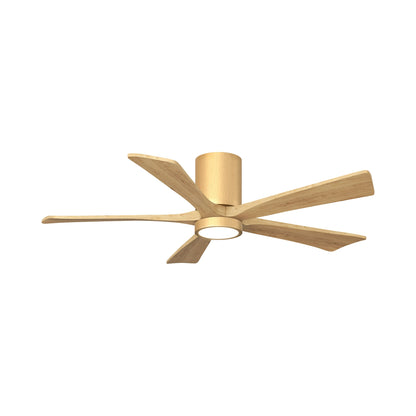 Irene IR5HLK 52-Inch Indoor / Outdoor LED Flush Mount Ceiling Fan in Light Maple/Light Maple Tone.
