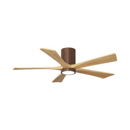 Irene IR5HLK 52-Inch Indoor / Outdoor LED Flush Mount Ceiling Fan in Walnut Tone/Light Maple Tone.