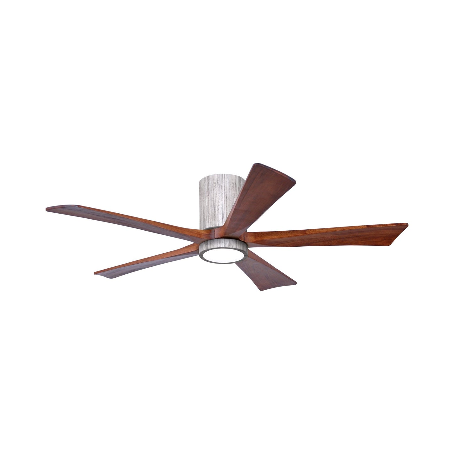 Irene IR5HLK 52-Inch Indoor / Outdoor LED Flush Mount Ceiling Fan in Barnwood Tone/Walnut Tone.