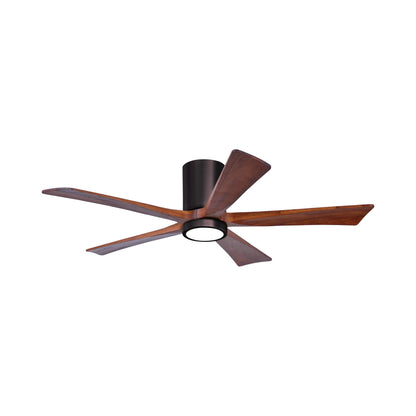 Irene IR5HLK 52-Inch Indoor / Outdoor LED Flush Mount Ceiling Fan in Brushed Bronze/Walnut Tone.