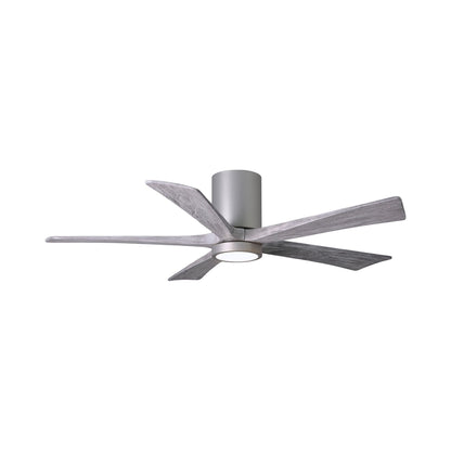Irene IR5HLK 52-Inch Indoor / Outdoor LED Flush Mount Ceiling Fan in Brushed Nickel/Barn Wood.