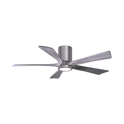 Irene IR5HLK 52-Inch Indoor / Outdoor LED Flush Mount Ceiling Fan in Brushed Pewter/Barn Wood.