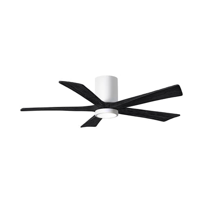 Irene IR5HLK 52-Inch Indoor / Outdoor LED Flush Mount Ceiling Fan in Gloss White/Matte Black.