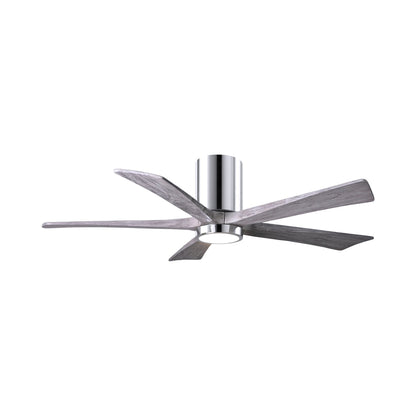 Irene IR5HLK 52-Inch Indoor / Outdoor LED Flush Mount Ceiling Fan in Polished Chrome/Barn Wood.
