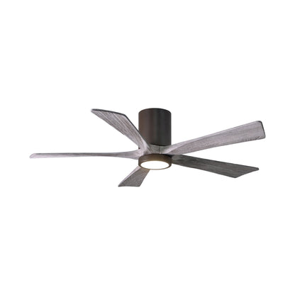 Irene IR5HLK 52-Inch Indoor / Outdoor LED Flush Mount Ceiling Fan in Textured Bronze/Barn Wood.