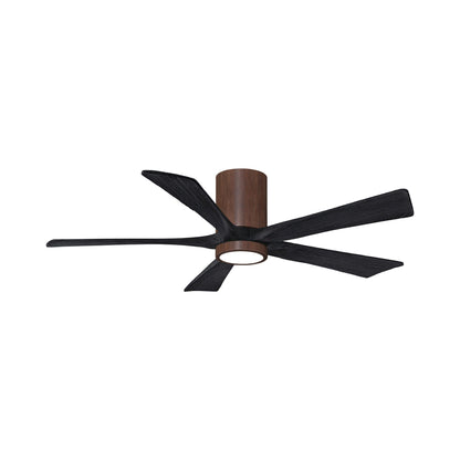 Irene IR5HLK 52-Inch Indoor / Outdoor LED Flush Mount Ceiling Fan in Walnut Tone/Matte Black.