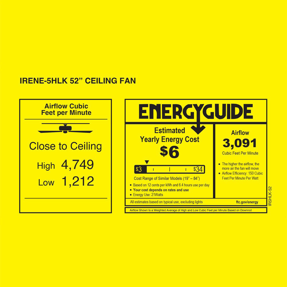 Irene IR5HLK 52-Inch Indoor / Outdoor LED Flush Mount Ceiling Fan in Detail.