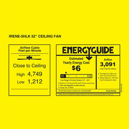 Irene IR5HLK 52-Inch Indoor / Outdoor LED Flush Mount Ceiling Fan in Detail.