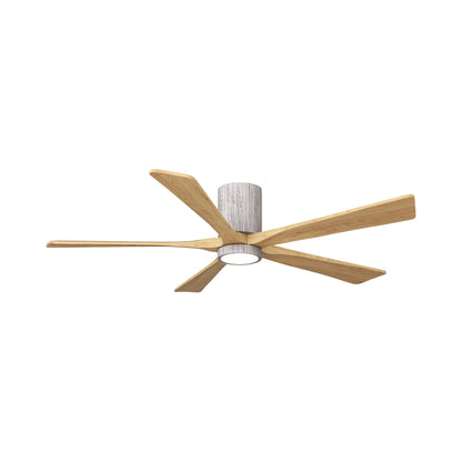 Irene IR5HLK 60-Inch Indoor / Outdoor LED Flush Mount Ceiling Fan in Barnwood Tone/Light Maple Tone.