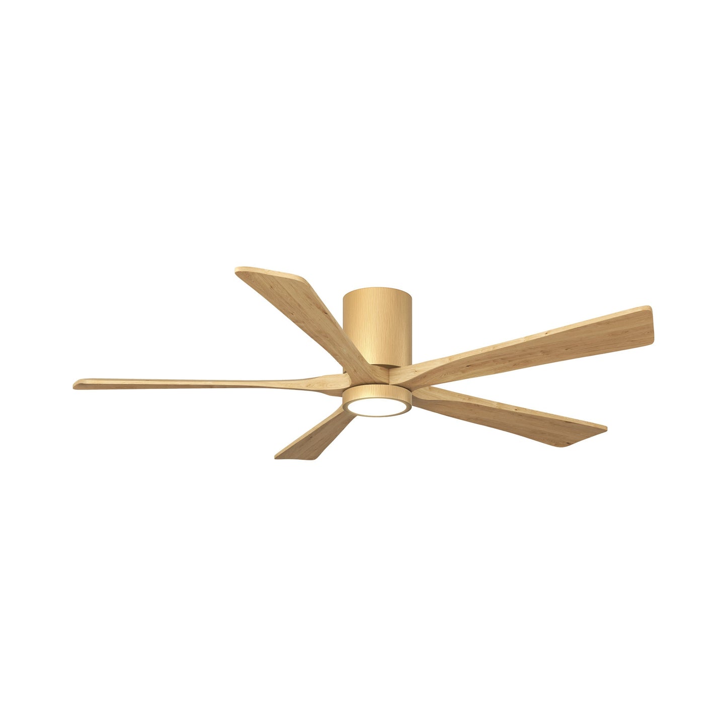 Irene IR5HLK 60-Inch Indoor / Outdoor LED Flush Mount Ceiling Fan in Light Maple/Light Maple Tone.