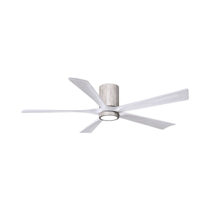 Irene IR5HLK 60-Inch Indoor / Outdoor LED Flush Mount Ceiling Fan in Barnwood Tone/Matte White.