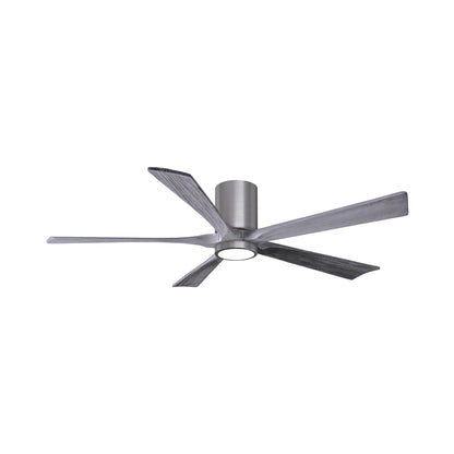 Irene IR5HLK 60-Inch Indoor / Outdoor LED Flush Mount Ceiling Fan in Brushed Pewter/Barn Wood.