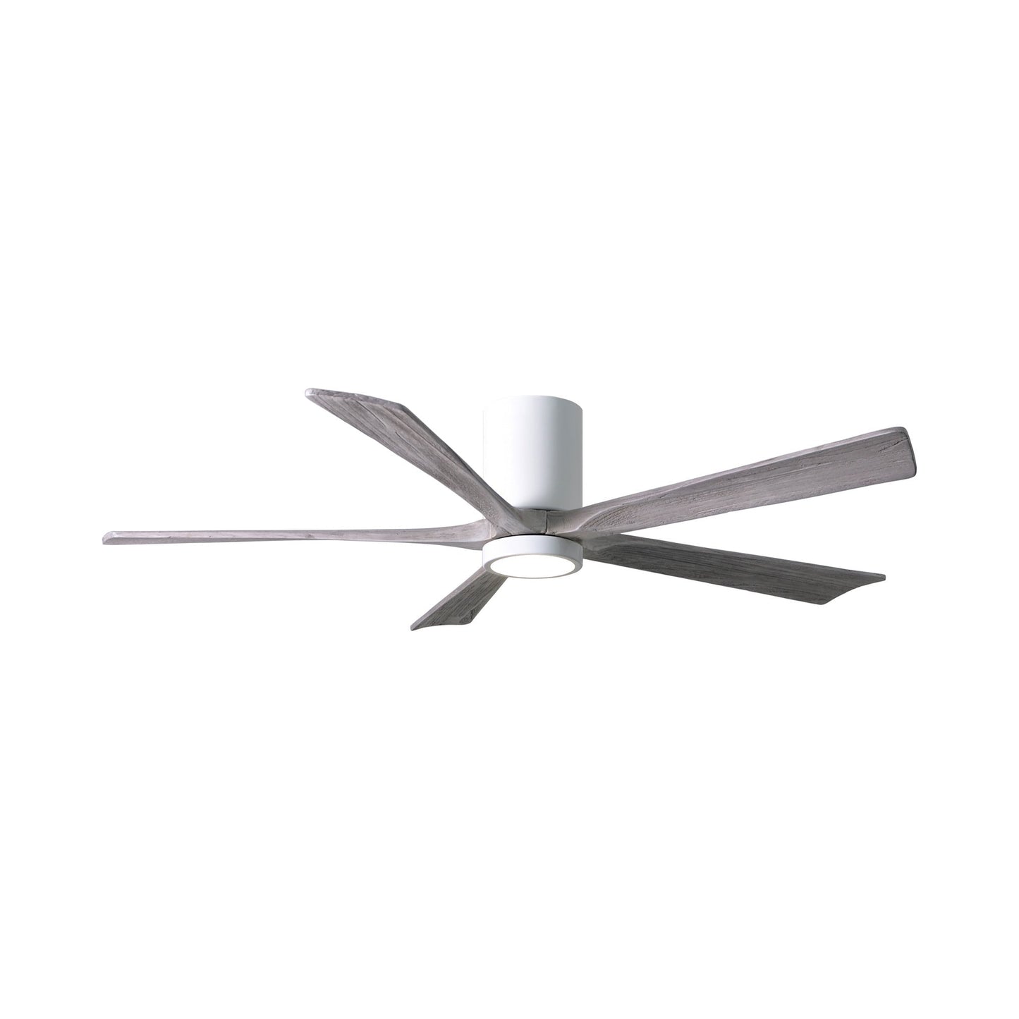 Irene IR5HLK 60-Inch Indoor / Outdoor LED Flush Mount Ceiling Fan in Gloss White/Barn Wood.