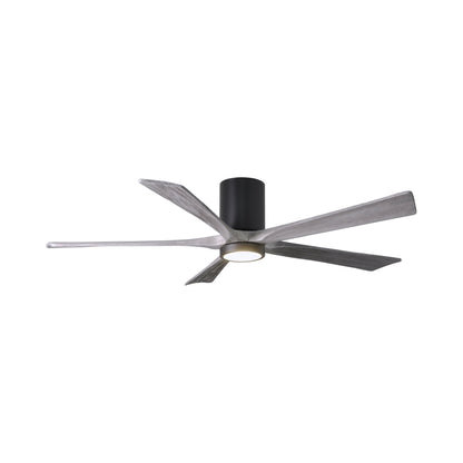 Irene IR5HLK 60-Inch Indoor / Outdoor LED Flush Mount Ceiling Fan in Matte Black/Barn Wood.