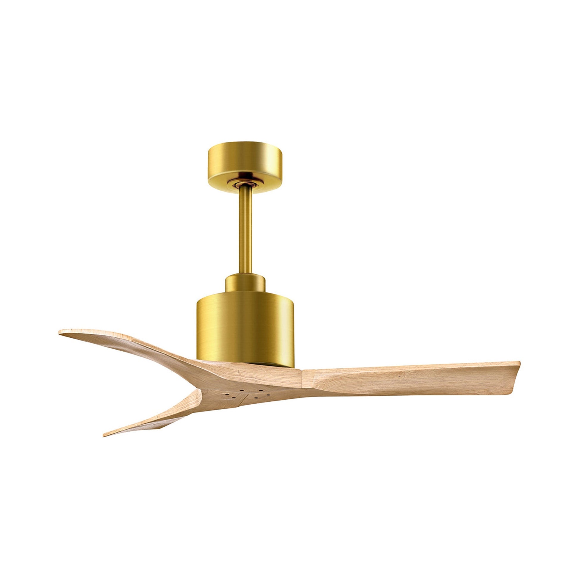 Nan Indoor / Outdoor Ceiling Fan in Brushed Brass/Light Maple Tone (42-Inch).