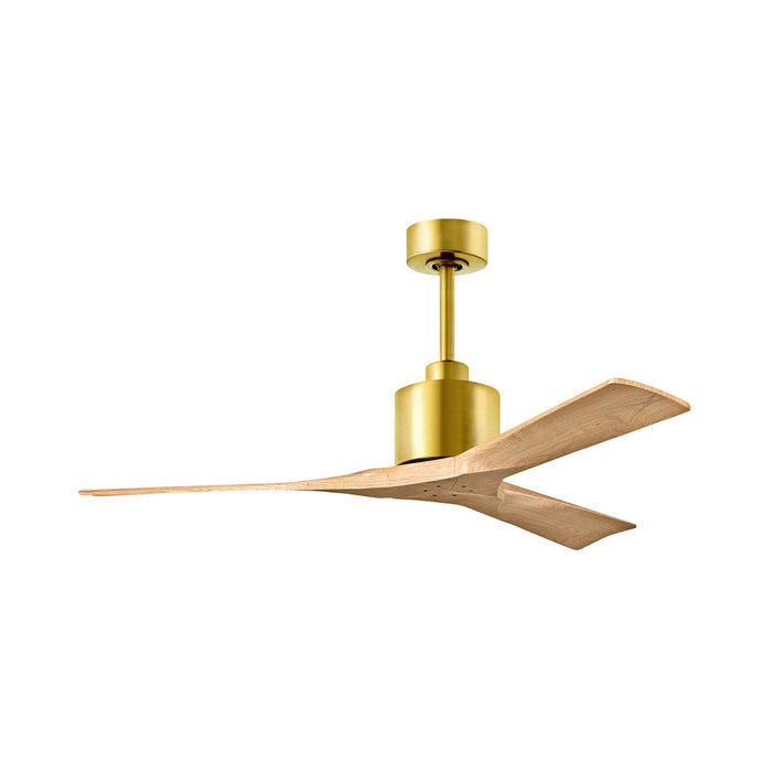 Nan Indoor / Outdoor Ceiling Fan in Brushed Brass/Light Maple Tone (52-Inch).