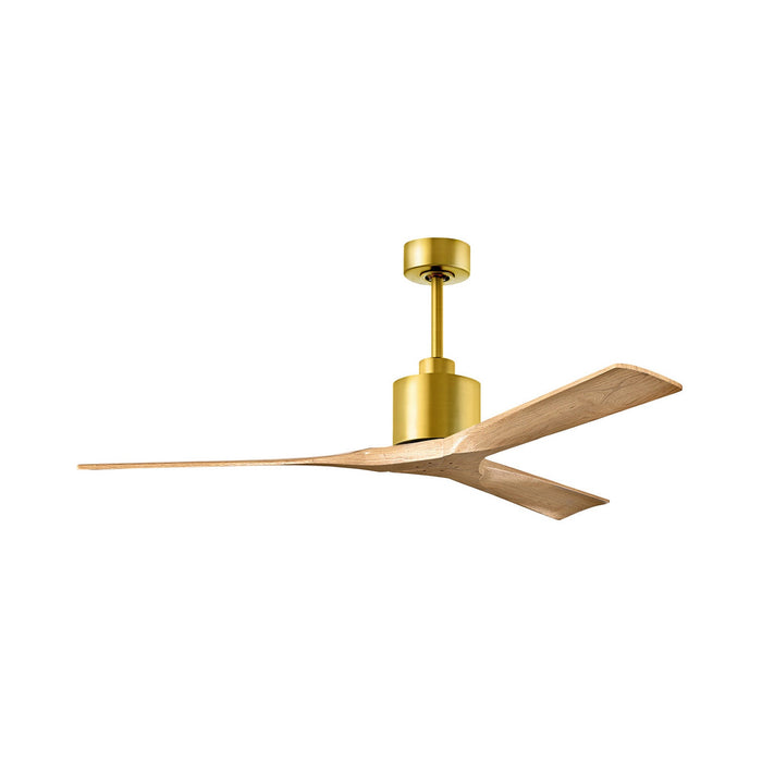 Nan Indoor / Outdoor Ceiling Fan in Brushed Brass/Light Maple Tone (60-Inch).