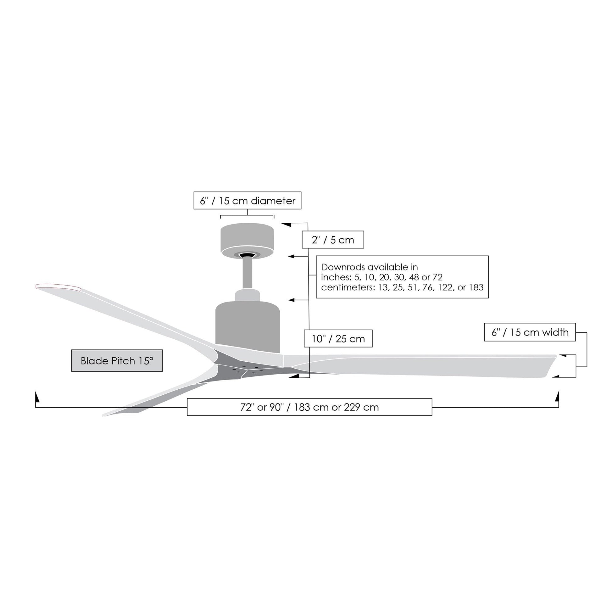 Nan XL Indoor / Outdoor Ceiling Fan - line drawing.