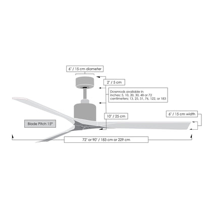 Nan XL Indoor / Outdoor Ceiling Fan - line drawing.