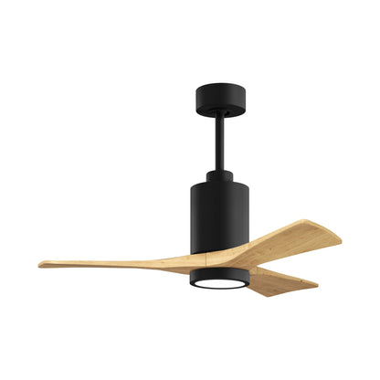Patricia 3 Indoor / Outdoor LED Ceiling Fan in Matte Black/Light Maple (42-Inch).