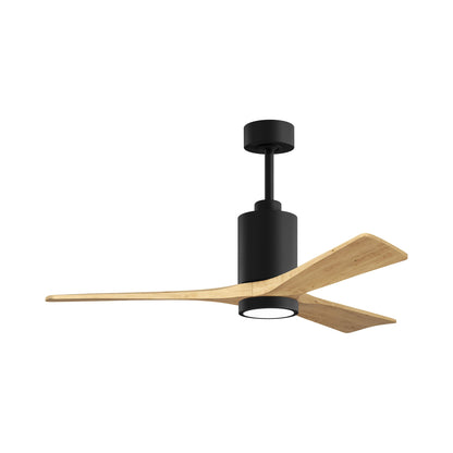 Patricia 3 Indoor / Outdoor LED Ceiling Fan in Matte Black/Light Maple (52-Inch).